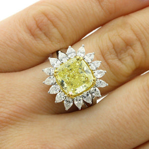 1.5ct Cushion Cut Yellow Sapphire Pear Halo Engagement Ring 14k White Gold Over