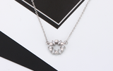 1.8ct Round Diamond Pendant Chain Heart Shape Open Design 14k White Gold Finish