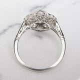 4Ct Marquise Cut Diamond Art Deco Halo Milgrain Vintage Ring 14K White Gold Over