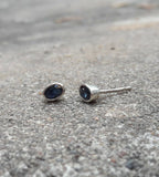 1ct Oval Cut Blue Sapphire Solitaire Bezel Stud Earrings 14k White Gold Finish