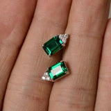 2ct Emerald Cut Green Emerald Diamond Elegant Stud Earrings 14k WhiteGold Finish