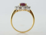 2ct Oval Cut Pink Ruby Engagement Ring Diamond Halo Floral 14k Yellow Gold Over