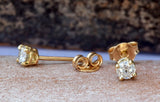 4 Prong Stud Earrings 0.6ct Round Cut VVS1D Diamond 14k Yellow Gold Finish