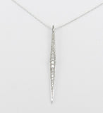 1ct Round Cut Diamond Vertical Drop Pin Pendant 14k White Gold Finish NO CHAIN