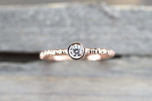 0.7ct Round Cut Diamond Engagement Ring Bezel Set Solitaire 14k Rose Gold Finish