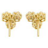 1.5ct Round Cut VVS1 Diamond Floral Cluster Stud Earrings 14k Yellow Gold Finish