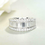 Iced Half Eternity Wedding Band 5ct Baguette Round Diamond 14k White Gold Finish