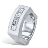 2.8ct Princess Cut Diamond Channel Set Men Engagement Ring 14k White Gold Finish