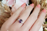 1.5ct Oval Purple Amethyst Engagement Ring 14k White Gold Finish Trilogy Promise