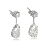 1.2ct Pear Cut Simulated Diamond Dual Prong Drop Earrings 14k White Gold Plated