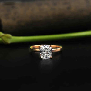 1.7ct Cushion Cut Diamond Engagement Ring 14k Rose Gold Finish Solitaire Wedding