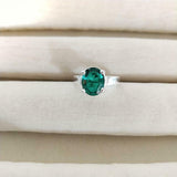 2ct Engagement Ring Round Cut Green Emerald Solitaire Women 14k WhiteGold Finish