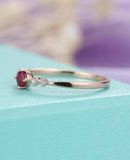 1ct Round Cut Pink Ruby Wedding Band Five Stone Minimalist 14k Rose Gold Finish