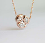 1ct Marquise Cut Diamond Trilogy Minimal Pendant with Chain 14k Rose Gold Finish