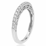 1ct Round Cut Diamond Wedding Ring Band Elegant Half Eternity 14k WhiteGold Over