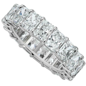 4ct Radiant Cut Diamond Wedding Ring Band Full Eternity 14k White Gold Finish