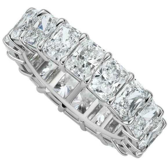 4ct Radiant Cut Diamond Wedding Ring Band Full Eternity 14k White Gold Finish