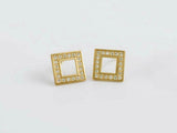 1ct Round Cut VVS1 Diamond Open Square Halo Stud Earrings 14k Yellow Gold Finish