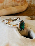 2ct Engagement Ring Green Emerald Cut Solitaire Bridal Set 14k White Gold Finish