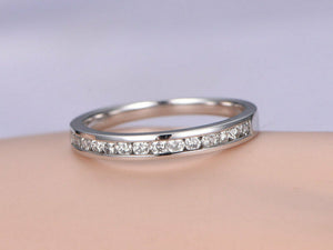 1.5ct Round Diamond Channel Set Half Eternity Wedding Band 14k White Gold Finish