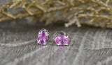 1.2ct Oval Cut Pink Sapphire PushBack Bridal Stud Earrings 14k White Gold Finish