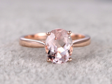 1.3ct Oval Cut Peach Morganite Engagement Ring Solitaire Women 18k RoseGold Over