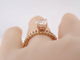 2Ct Oval Cut Peach Morganite Bridal Set Engagement Ring Band 18K Rose Gold Over