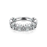 Milgrain Stackable Wedding Band 0.29ct Round Cut Diamond 14k White Gold Finish