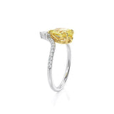 2.5ct Pear Cut Yellow Sapphire V Shaped Stylish Curved 14k WhiteGold Finish