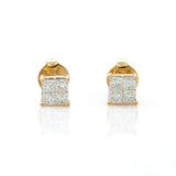 1.3ct Princess Cut Diamond Elegant Square Stud Earrings 14k Yellow Gold Finish