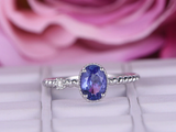 1ct Oval Cut Blue Tanzanite Engagement Ring Braided Solitaire 14k WhiteGold Over