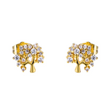 1.3ct Round Cut Diamond Tree Branch Style Stud Earrings 14k Yellow Gold Finish