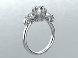 1.5ct Round Cut VVS1D Diamond Three Stone Engagement Ring 14k White Gold Finish