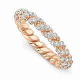 6Ct Round Cut Diamond Braided Rope Design Wedding Band Ring 14K Rose Gold Finish