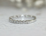 1Ct Round Cut Diamond Bezel Set Stackable Wedding Band 14K White Gold Finish