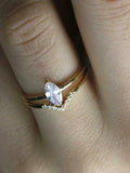 1.5ct Marquise Diamond Engagement Ring Solitaire Bridal Set 14k Yellow Gold Over