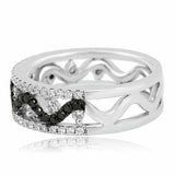 2ct Round Cut Black Diamond Wave Design Full Eternity Band 14k White Gold Finish