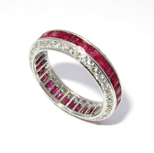 Ruby Channel-Set Eternity Ring Band in 14k White Gold