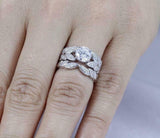 2ct Round Diamond Leaf Accent Solitaire Band Bridal Set Ring 14k White Gold Over