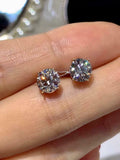 6 Prong Solitaire Stud Earrings 1ct Round Cut VVS1 Diamond 14k White Gold Finish