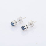 0.5ct Stud Earrings Round Cut Blue Sapphire Solitaire 14k White Gold Finish