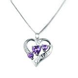 2.3ct Heart Cut Purple Amethyst Pendant Love Design 14k White Gold Over NO CHAIN