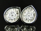 0.5ct Round Baguette Cut Diamond Halo Stud Earrings Women 14k White Gold Finish