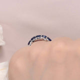 2.5ct Oval Cut Blue Sapphire Engagement Ring Art Deco Stylish 14k WhiteGold Over