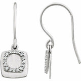 0.5ct Round Cut Diamond Cushion Tile Drop Earrings Women 14k White Gold Finish