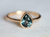 1ct Engagement Ring Pear Cut London Blue Topaz Solitaire 14k Yellow Gold Finish