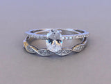 Infinity Bridal Set Engagement Ring 2ct Oval Cut Diamond 14k White Gold Finish