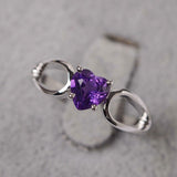 1ct Engagement Ring Heart Cut Purple Amethyst Split Shank 14k White Gold Finish