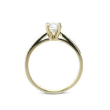 1Ct Round Cut Diamond Petite Thin Solitaire Engagement Ring 14K Yellow Gold Over