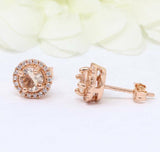 0.5ct Round Cut Peach Morganite Cluster Stud Earrings Women 14k Rose Gold Finish